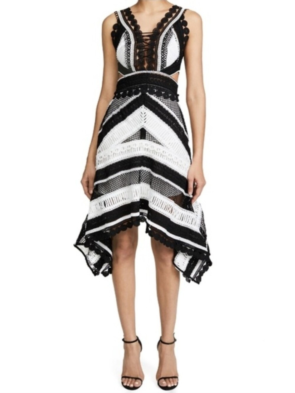 NWT THURLEY Lace Up Cutout Handkerchief Midi